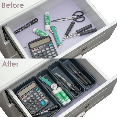 BYCY 32 PCS Desk Drawer Organizers - Interlocking Tool Boxes with 3 Sizes, Office, Bathroom, Kitchen, Makeup