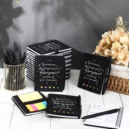 Resurhang Employee Christmas Gifts Bulk for Rad Tech Perioperative Nurse Practitioner Team Staff Thank You Gifts A6 Spiral Planner Ballpoint Pen Sticky Note for Office Coworker Adult(Black)