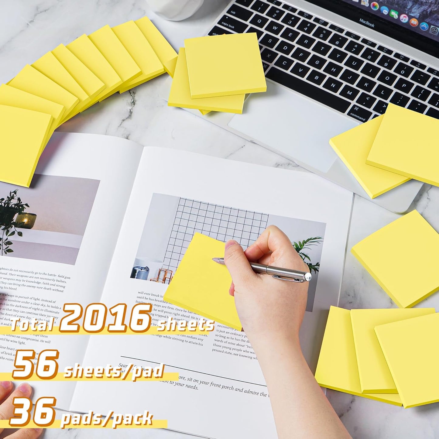 (36 Pack) Sticky Notes 3x3 in Post, 9 Bright Colors Self-Stick Note Pads it, Strong Adhesive, Easy to Post for Home, Office, Notebook