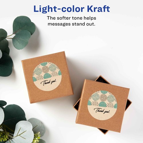 Avery Kraft Brown Round Labels with Sure Feed Technology, 2.5" Diameter, Print to The Edge, Laser/Inkjet Printable Labels, 5 Packs of 22808, 1,125 Total