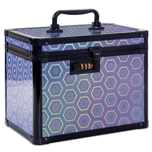 Medication Combination Lock Boxes with Code for Personal Items, Medicine Lockbox for Documents 10 x 7.25 x 7.75 Inches Colorful Blue
