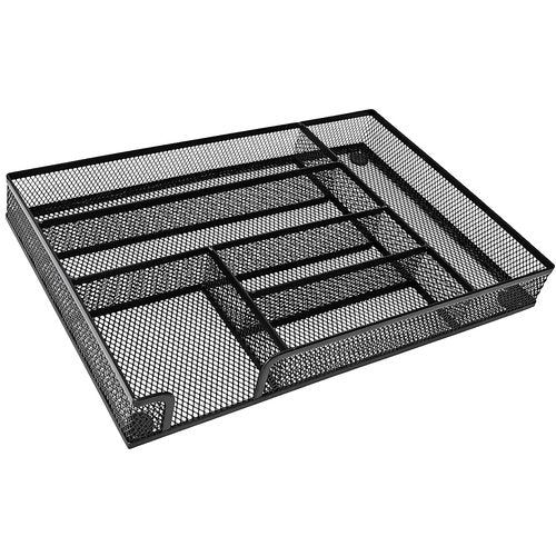 WenkeDigi New Desk Drawer Organizer, Desk Organizer,Metal Mesh Office Drawer Organizer Tray, 6 Compartments for Office School Home,12.6 x 8.27 x 1.57 inch, Black (1pc pack)