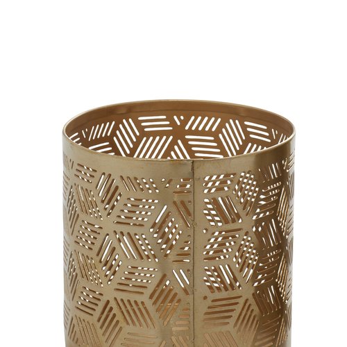 Deco 79 Metal Geometric Pencil Cup with Laser Carved Design, 4" x 4" x 4", Gold
