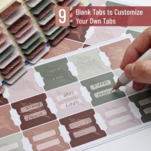 Mr. Pen Bible Tabs - 75 Laminated Autumnal Earth Tabs with Gold Foil Embossed Lettering