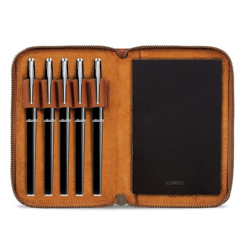 Londo Genuine Leather Padfolio – Portfolio Folder with Pencil Holder, Notepad & Zipper Closure for Business, Office & Travel