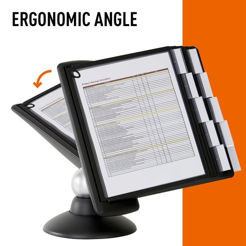 Durable Motion Reference System with 10 Double-Sided Panels in Letter-Size 8.5" x 11" Inches - Black SHERPA Design - Desk Reference Organizer