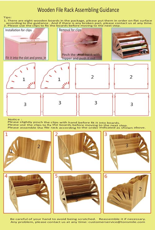 5 Sections Assembly File Sorter Buckle Design Office Wood File Organizer Document Desktop Folder for Home Students DIY Organization, Fan-Shaped Mail Letter Desk File Holder, Pink