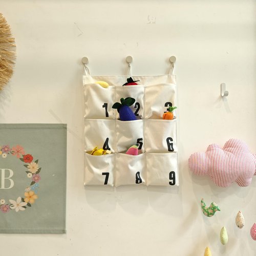 MOVEBO 9 Pockets Cell Pocket for Hanging Organizer Numbered Pocket Wall Door Hanging Storage for Small Items 18.4" x 16" (Number Small)