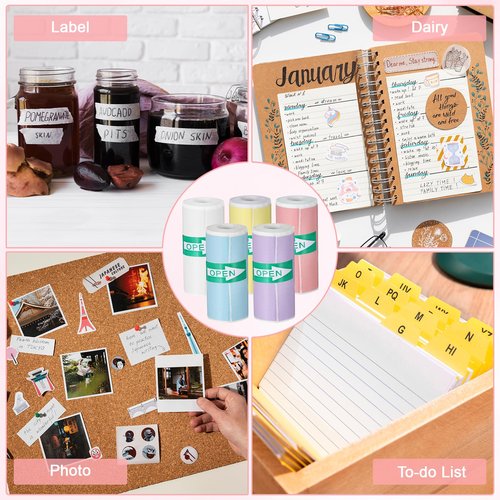 18 Rolls Mini Printer Sticker Paper, Colorful Thermal Printer Paper Set, Self Adhesive Mini Printer Thermal Sticker Compatible with Most Instant Inkless Refilling, 2.24 × 1 In (57 × 25 mm)