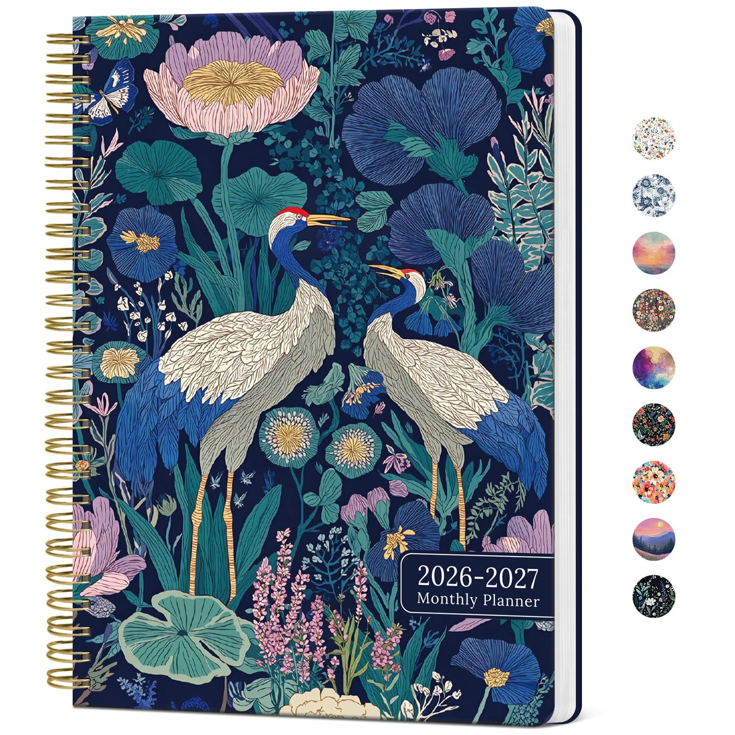 Monthly Planner 2026-2027, Aesthetic 2 Year Months Planner Calendar, 24-Months from January 2026 - December 2027, 26-27 Monthly Calendar Planner, Perfect for School Office Home, 7" x 10" - Midnight Cranes