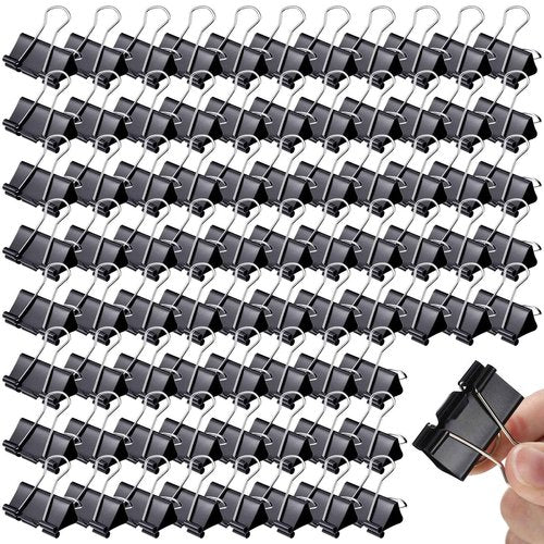 Yexiya 300 Pcs Medium Binder Clips Sturdy 1.25 Inch Black Paper Med Clips Office Supplies Paper Clamps for Office Teachers Students School Business Paperwork Supplies