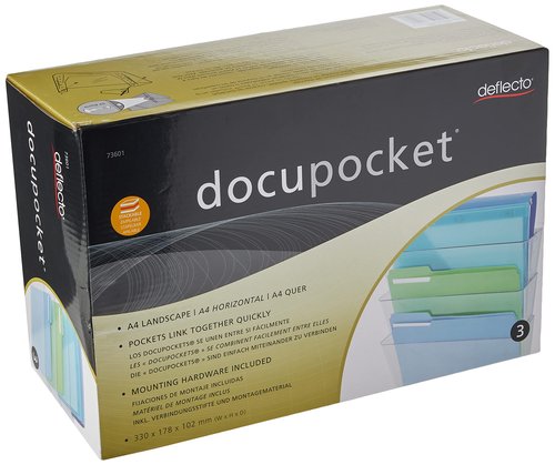 Deflecto Office DocuPocket, Wall File Organizer, Stackable, Letter Size, Clear, 13" W x 7" H x 4" D, 3 Count
