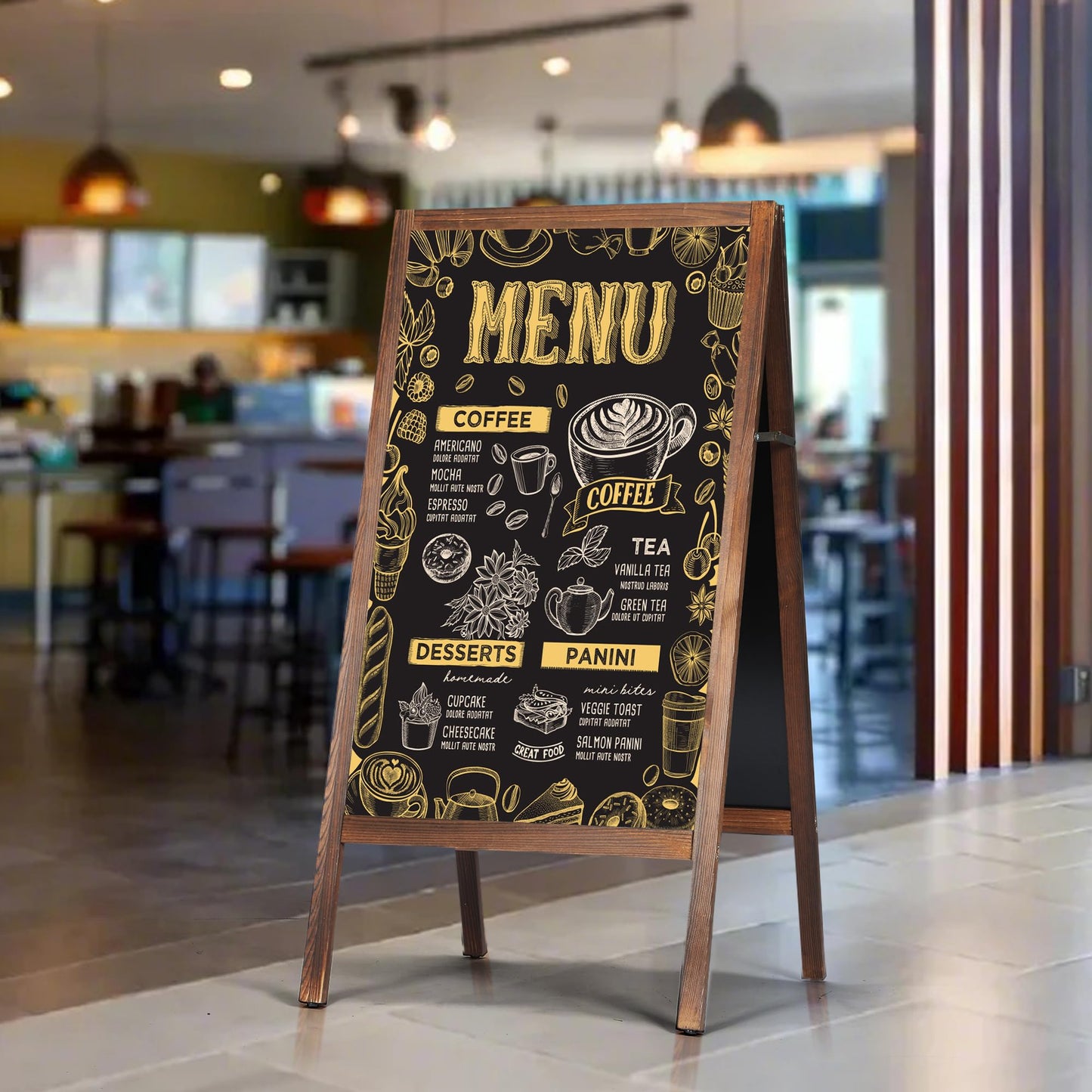 A Frame Chalkboard Sign, 40" x 20" Extra Large Wooden A-Frame Sign Board with Chalk Marker, Double-Sided Magnetic Sidewalk Chalkboard Easel Display for Restaurant, Business, Wedding