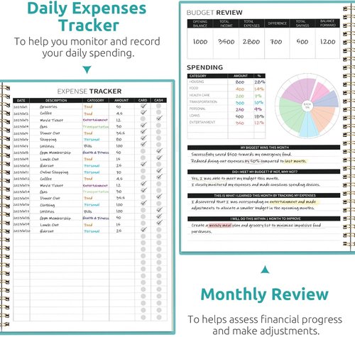Budget Planner | Monthly Expense Tracker Notebook & Undated Bill Organizer - Blue