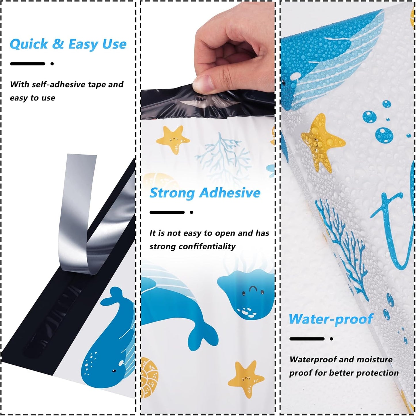 Thank You Poly Mailer - 10x13 Inch Waterproof & Tear-Resistant Shipping Bags | 100 Pcs Self-Seal for Small Business - Ocean