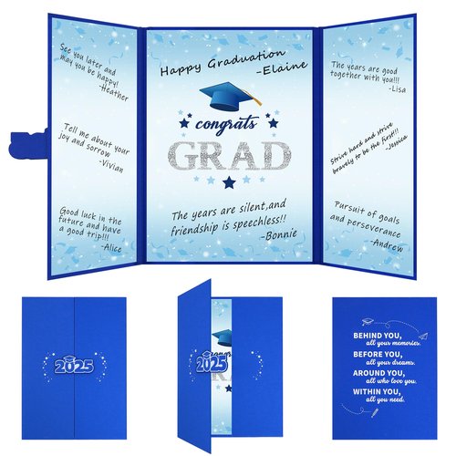 Vlipoeasn 2025 Graduation Guest Book Alternative, Blue Silver Class of 2025 Graduation Party Decorations, Graduation Signature Book for 2025 College High School, Unique Graduation Gifts for Friends
