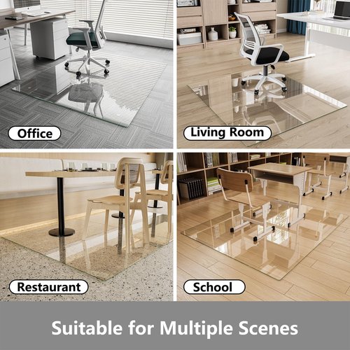 Chair Mat for Carpet, New Upgraded Tempered Glass 46"x60" Office Chair Mat for Carpet, Floor Mat Protector with Rounded and Polished Edges, Ideal for Wooden Floor, Rolling Chairs, Office, Home