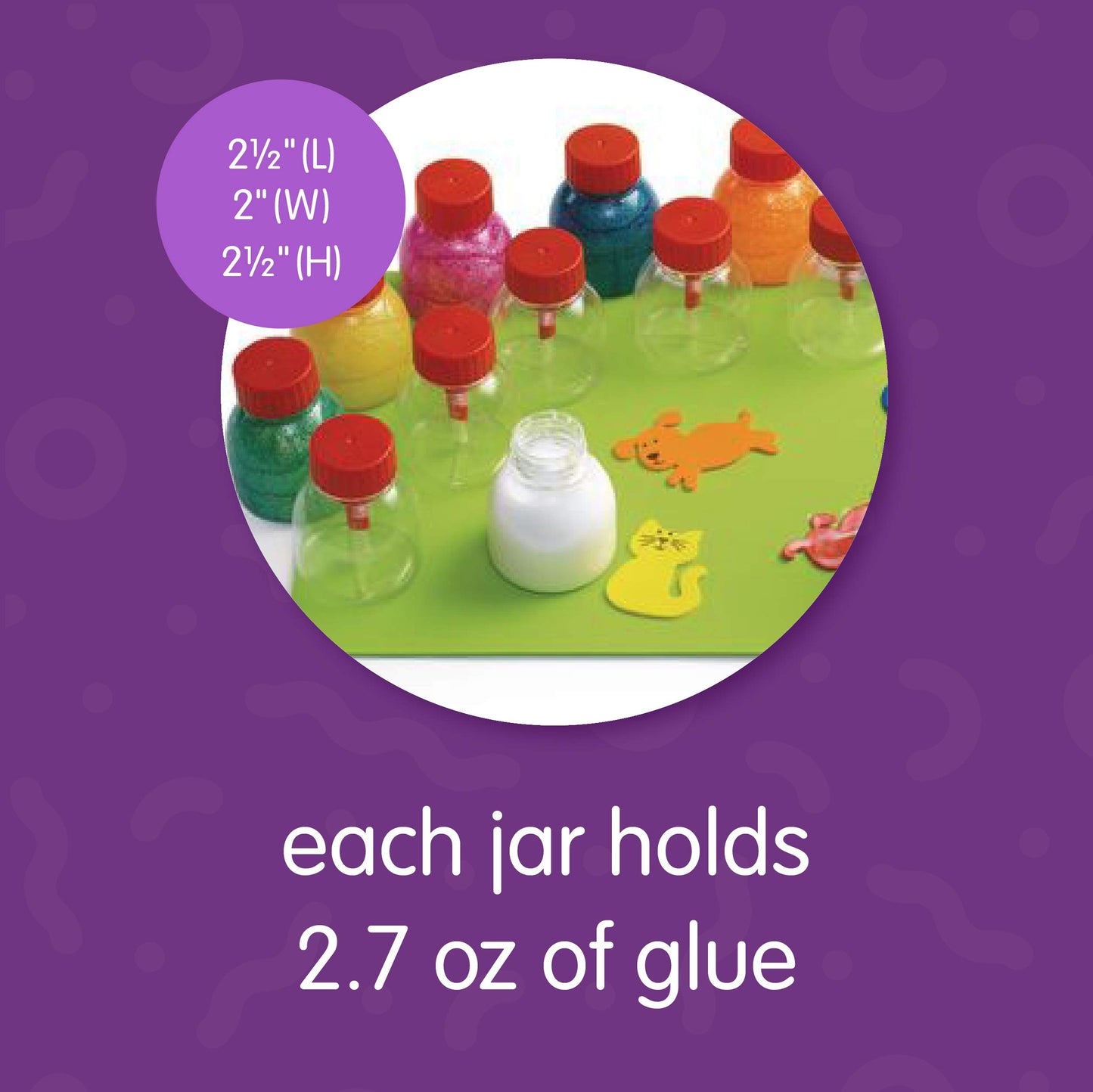 Colorations Glue Jars - Set of 12 - Empty Glue Bottles with Brushes