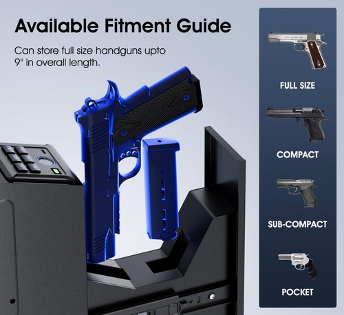 Gun safe, Biometric Slider safe for handgun, 4 Ways Unlock with Fingerprint, Key Access, PIN Code, Mounted Nightstand Pistol Safe and Gun Lock Box for Car, Truck, Desk, Bedside, Wall