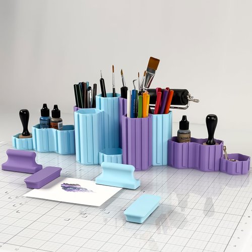 Glassboard Studio Hexaflex Organizer Set - Pen and Pencil Holder for Desk, Versatile Hexagon Design, Adjustable Dividers, 12 Color Options - Desk and Office Organization (Seaside Teal)