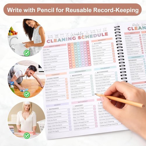ADHD Cleaning Planner - Organized Schedule & Checklist for Adults | Daily, Weekly, Monthly Use