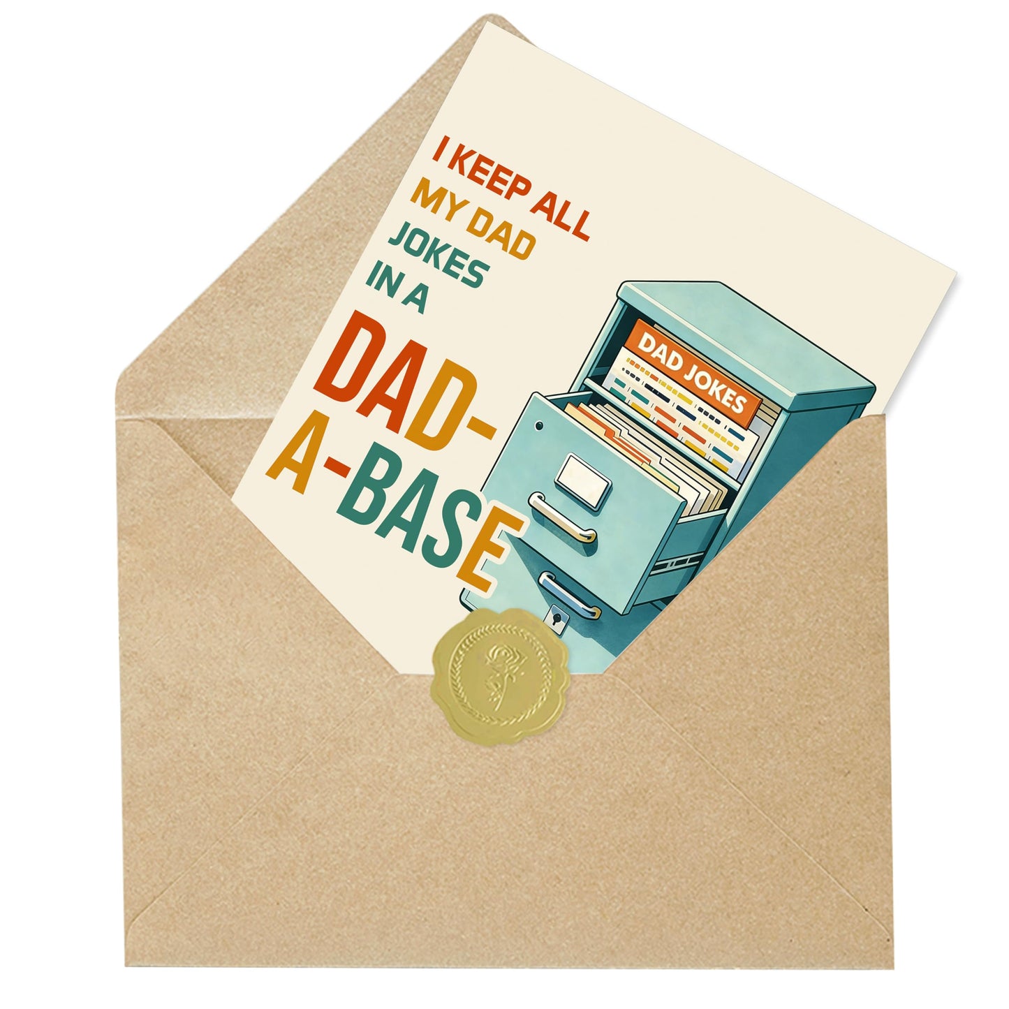 IDU Fathers Day Card, Funny Fathers Day Cards Gifts Decorations for Dad from Daughter Son, Happy Father's Day Cards Gifts Ideas with Envelope, Dad-a-base Pun Card for Dad