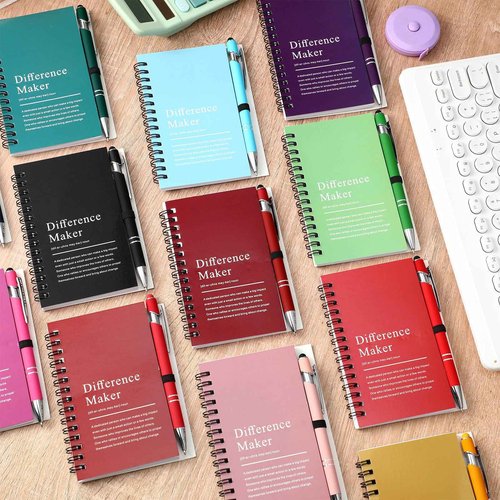 Fullhawl 24 Sets Difference Maker Gifts Employee Appreciation Gifts Bulk Inspirational A6 Spiral Notebook Motivational Journals with Pen for Women Men Coworker Team Staff Christmas(Vibrant Color)