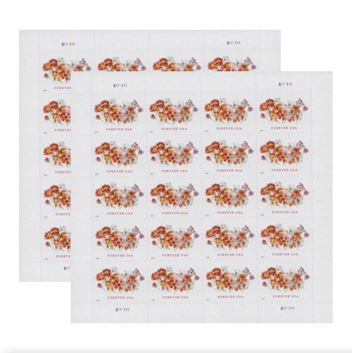 USPS Tulips (2 Sheets of 20) Postage Forever Stamps Beauty Flowers, Garden, Love Wedding Theme 2022 Scott #5681