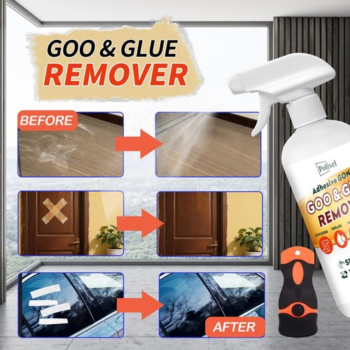 POLIXEL Adhesive Remover Goo & Glue Remover with Plastic Scraper Sticker Remover for Stickers, Labels, Decals, Residue, Tape, Gum, Grease, Tar, Crayon, Glue - 10oz/ 300ml