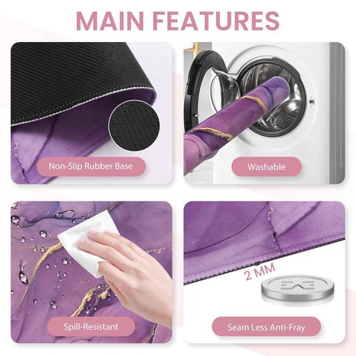 Anyshock Mouse Pad Set for Women Desk, Massage Mouse Pad with Wrist Support, Extended Desk Pad Mat, Wrist Pad for Keyboard, Ergonomic Mouse Pad and Keyboard Pad (Purple Marble)