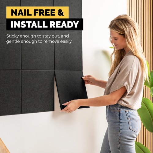 WALLHERO Large Cork Board for Wall 59" x 36", Black Bulletin Board | 15 Pack Felt Wall Tiles | Cork Boards for Office Pin Board Tack Board Cork Boards