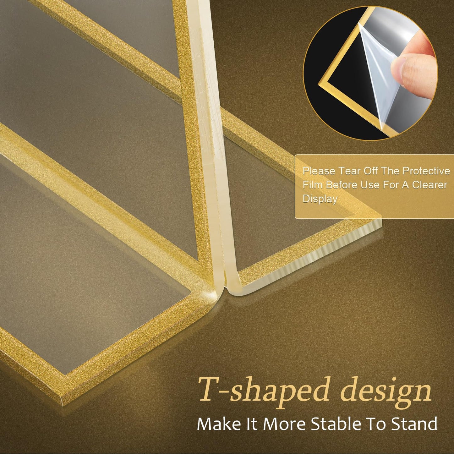Hoteam 24 Pack 6 x 4 Clear Acrylic Sign Holder with Gold Borders, Gold Picture Frame, Double Sided Wedding Table Number, Acrylic Menu Stands for Wedding Table, Restaurant Sign, Photos Display