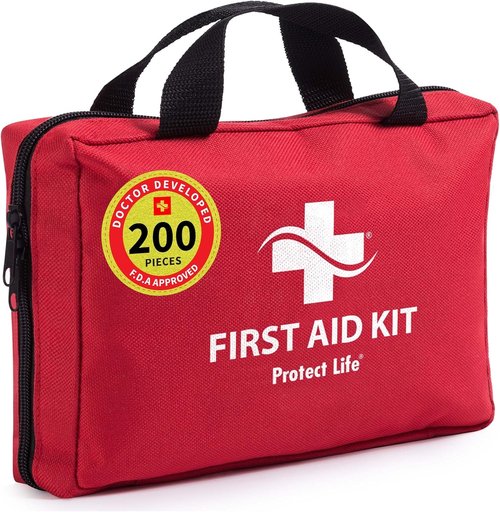 Protect Life First Aid Kit - Comprehensive Emergency Medical Supplies for Office & School | 200 Pieces