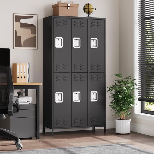 6 Doors Employee Lockers for Office, Metal Sorage Locker Combination, Lockable Employees Metal Locker With Door, Industrial Storage Lockers for Home, School, Gym