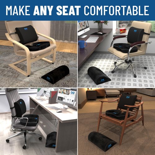 Everlasting Comfort Seat Cushion, Lumbar Cushion, Foot Rest - Perfect for Desk, Office, Gaming Chairs - Non-Slip - All Day Comfort - Enhance Posture & Relieve Back Pain