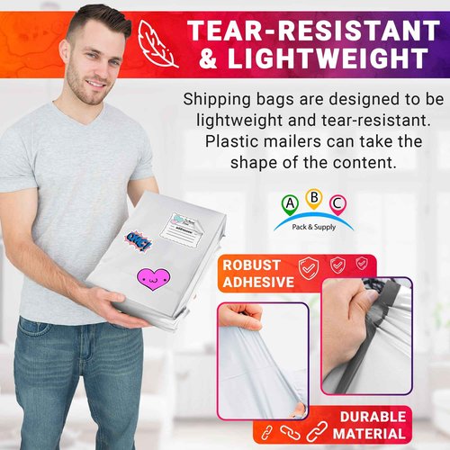ABC PACK & SUPPLY White Gusseted Poly Mailers, 13 x 16 x 4 Inch. Pack of 100 Expansion Poly Mailers Bags. Shipping Envelopes for Clothing, 2.5 Mil. Plastic Shipping Bags Self Seal. Mailing Packages