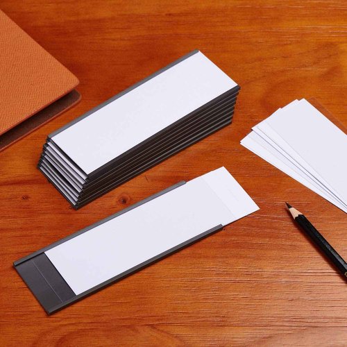 100 Pieces Magnetic Label Holders with Magnets Magnetic Data Card Holders with Clear Plastic Protectors for Metal Shelf, Whiteboard (2 x 5.5 Inch)
