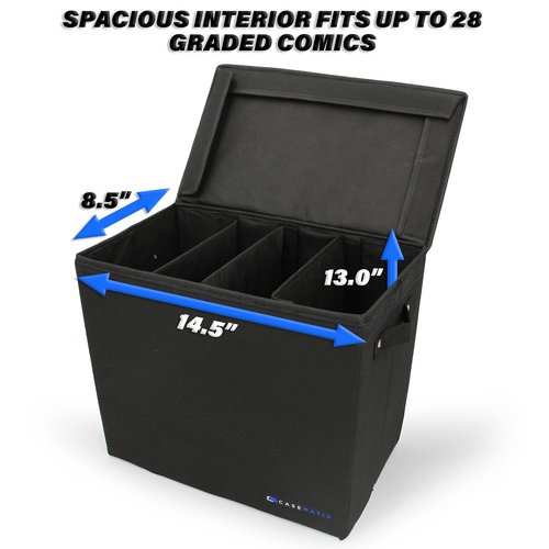 CASEMATIX Graded Comic Book Storage Case Fits up to 28 CGC Graded Comics, Lightweight Comic Book Bin with Three Removable Comic Book Box Partitions