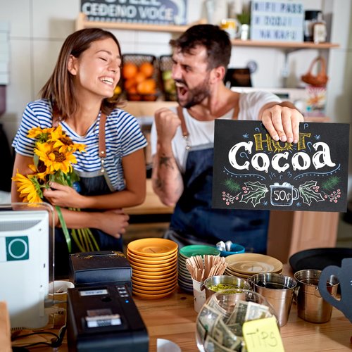 BOUBONI 1 Pack Chalkboard 8 x 12 inch Tabletop Chalkboard Sign with Wood Base Double-Sided Message Boards Menu Chalkboard Stand for Kitchen Wedding Bar and Restaurant