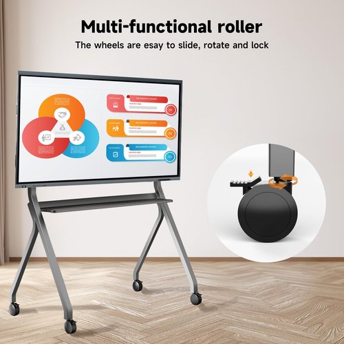 MINZONA Smart Board Stand with Four Lockable Wheels for 55"-86 Electronic Whiteboard, Digital Whiteboard Stand for Home, Smart Board for Classroom and Office with Mobile Stand