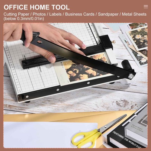 PATIKIL Paper Cutter B3 Stack Paper Trimmer for Cardstock, 21" Cutting Length, Guard Rail Paper Press Tool, Adjustable Guide, Metal Base, 12-Sheet Capacity, Paper Slicer for Office, Home