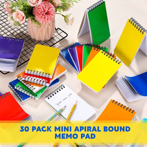 60 Pack Spiral Memo Pads 3 x 5 Inch Spiral Journal Lined Wirebound College Ruled Notebook Solid Colors, 75 Sheets/pad, Notebook for School Travel Office Business Supplies