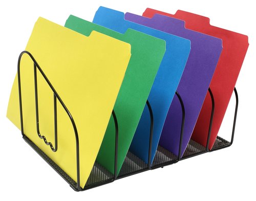 Deco Brothers File Sorter Organizer for Desk, 5 Sections, Black