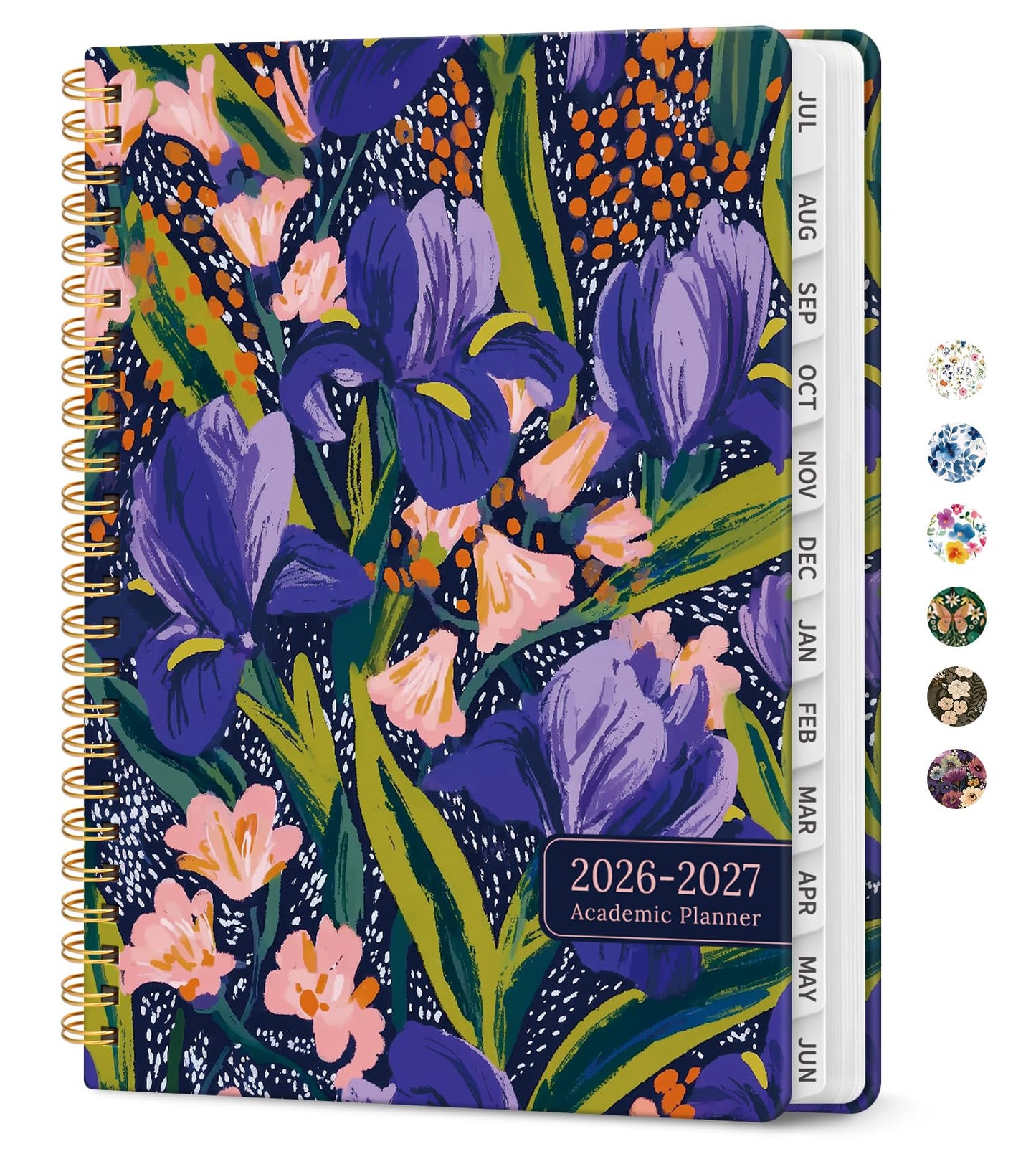 Planner 2026-2027, Academic Year Monthly and Weekly Calendar Planner, Jul 2026 - Jun 2027, Hardcover Teacher Student Planning Agenda book with Tabs, Perfect for School Office Supplies, 6.3" x 8.5" - Petal Rhythm