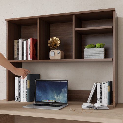 WAHEY Desk Bookshelf, Office Desktop Storage Rack Wood Display Shelf, HOFB014