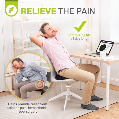 ErgoFoam Adjustable XL Foot Rest (Rectangular, Velvet, Black) and Orthopedic Donut Pillow Bundle