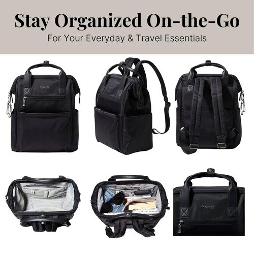 Baggallini Soho Backpack - Travel Laptop Backpack for Women - Lightweight Water-Resistant Luggage Bag, Black