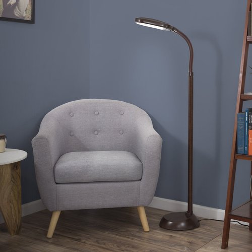 Lavish Home 72-1438 Full Spectrum Natural Sunlight Floor Lamp with Bendable Neck-Reading, Craft, Studying, and Esthetician Light, 62.5", Brown