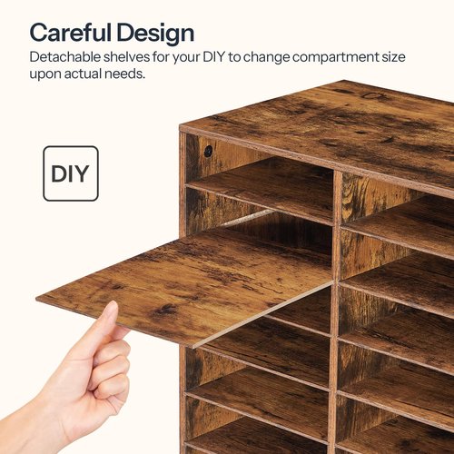 HOOBRO Wooden Literature Organizer, 36-Slot Mail Sorters, Removable Classroom Mailbox, Student Mailboxes for Classroom, Paper Storage Organizer, for Home, Office, Classroom, Rustic Brown FG36WF01
