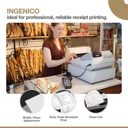 Ingenico Thermal Paper Rolls - BPA-Free Receipt Paper for Credit Card Machines - 10 Rolls